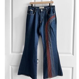 Zana Di Rock & Roll Rainbow Bell Bottom Hippie Roller Rink Wide Leg Jeans